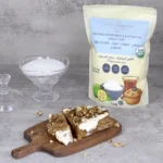 A cake sweetened with organic monk fruit sweetener