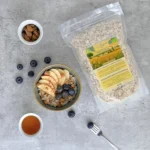 Organic wholegrain gluten free oats served in a bowl